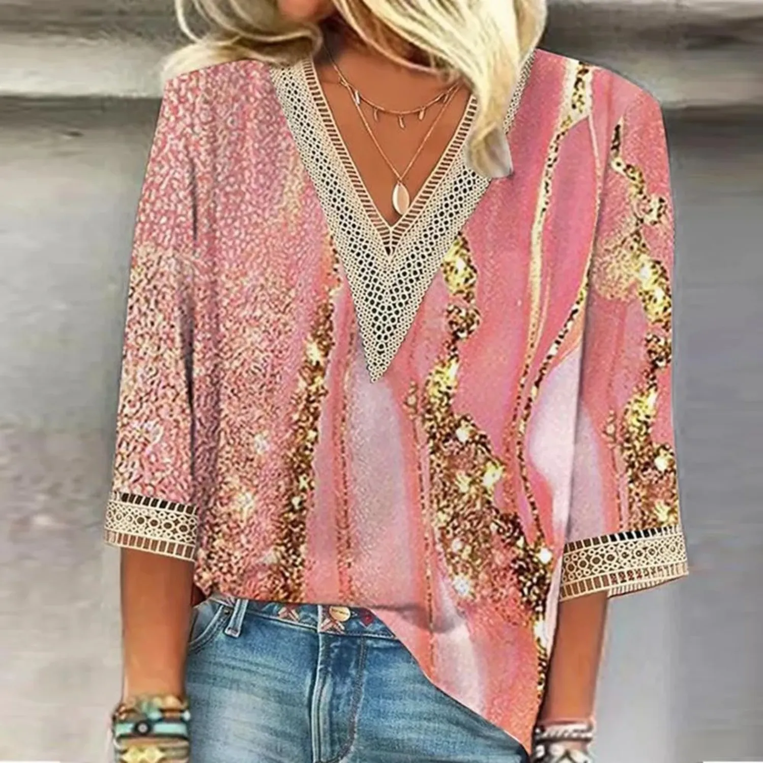 MonLu - Blouse with v-neckline