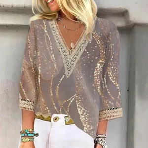 MonLu - Blouse with v-neckline