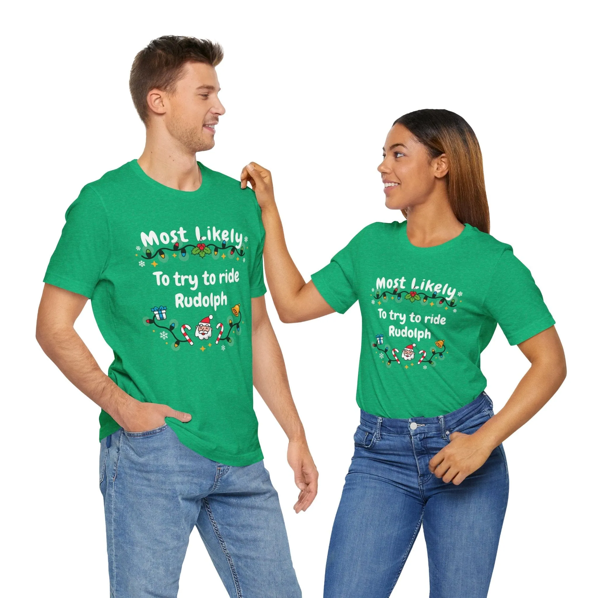 Most Likely To try To Ride Rudolph Unisex Deluxe Tee