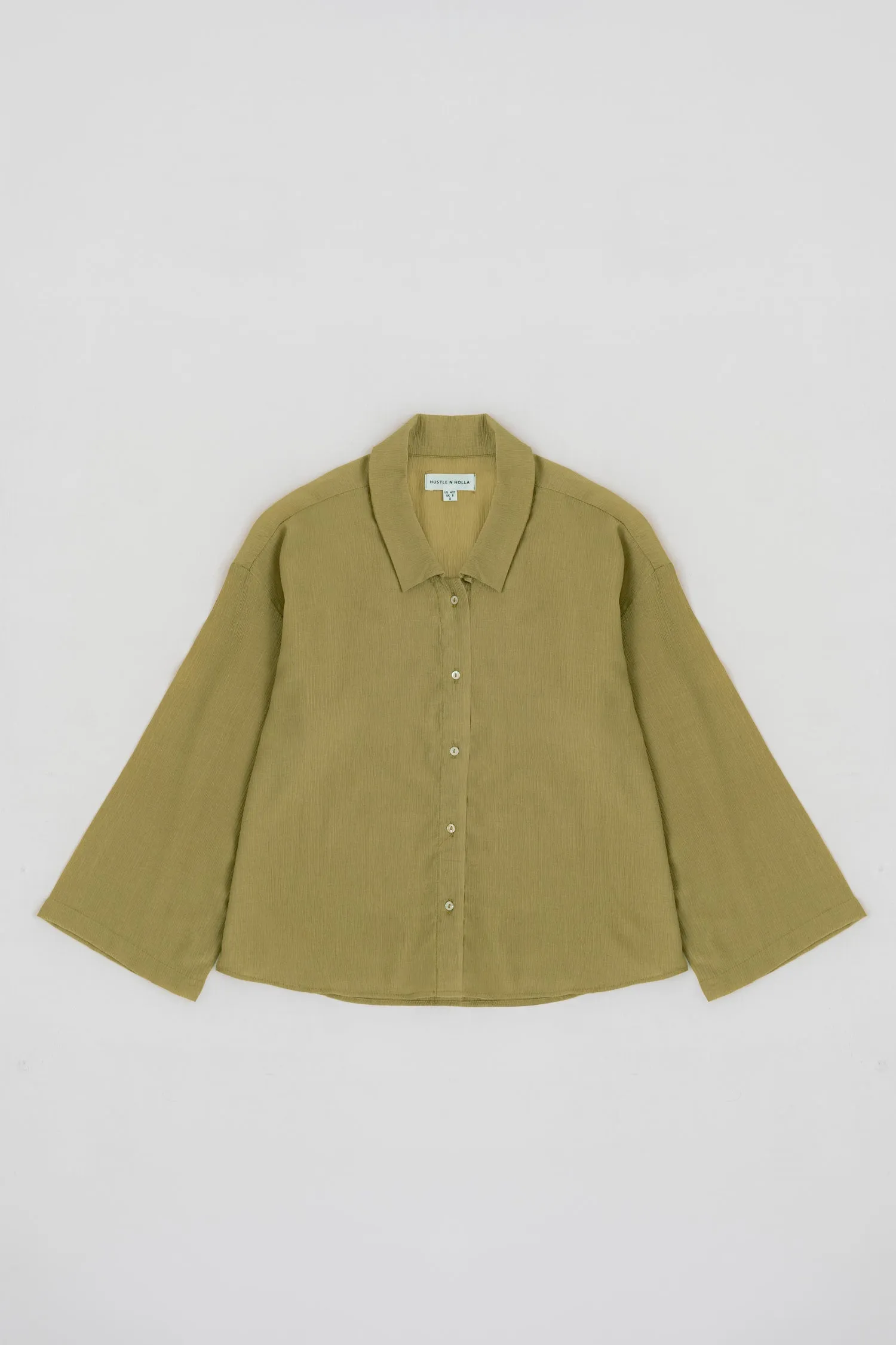 MUTED GREEN CHIFFON LOOSE FIT BLOUSE