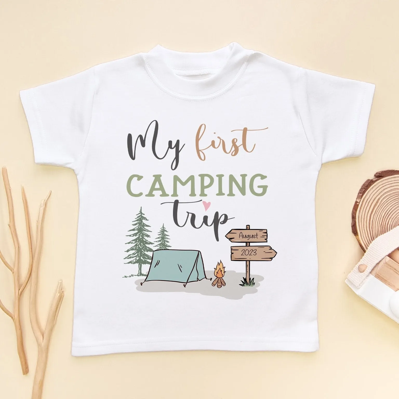 My First Camping Trip Custom Date Toddler & Kids T Shirt