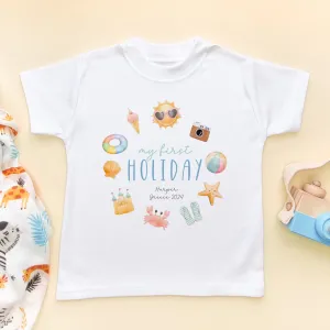 My First Holiday Summer Personalised Toddler & Kids T Shirt