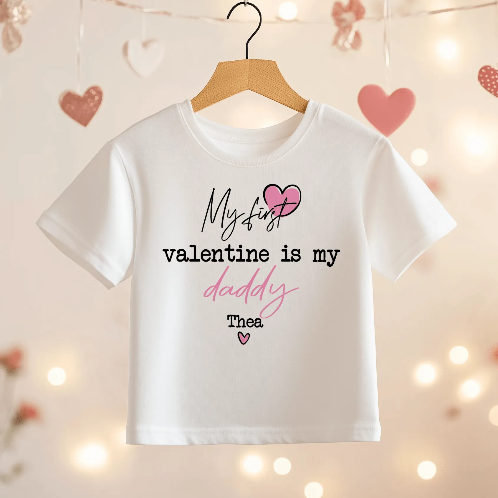 My First Valentine Is My Daddy Personalised Toddler & Kids T Shirt