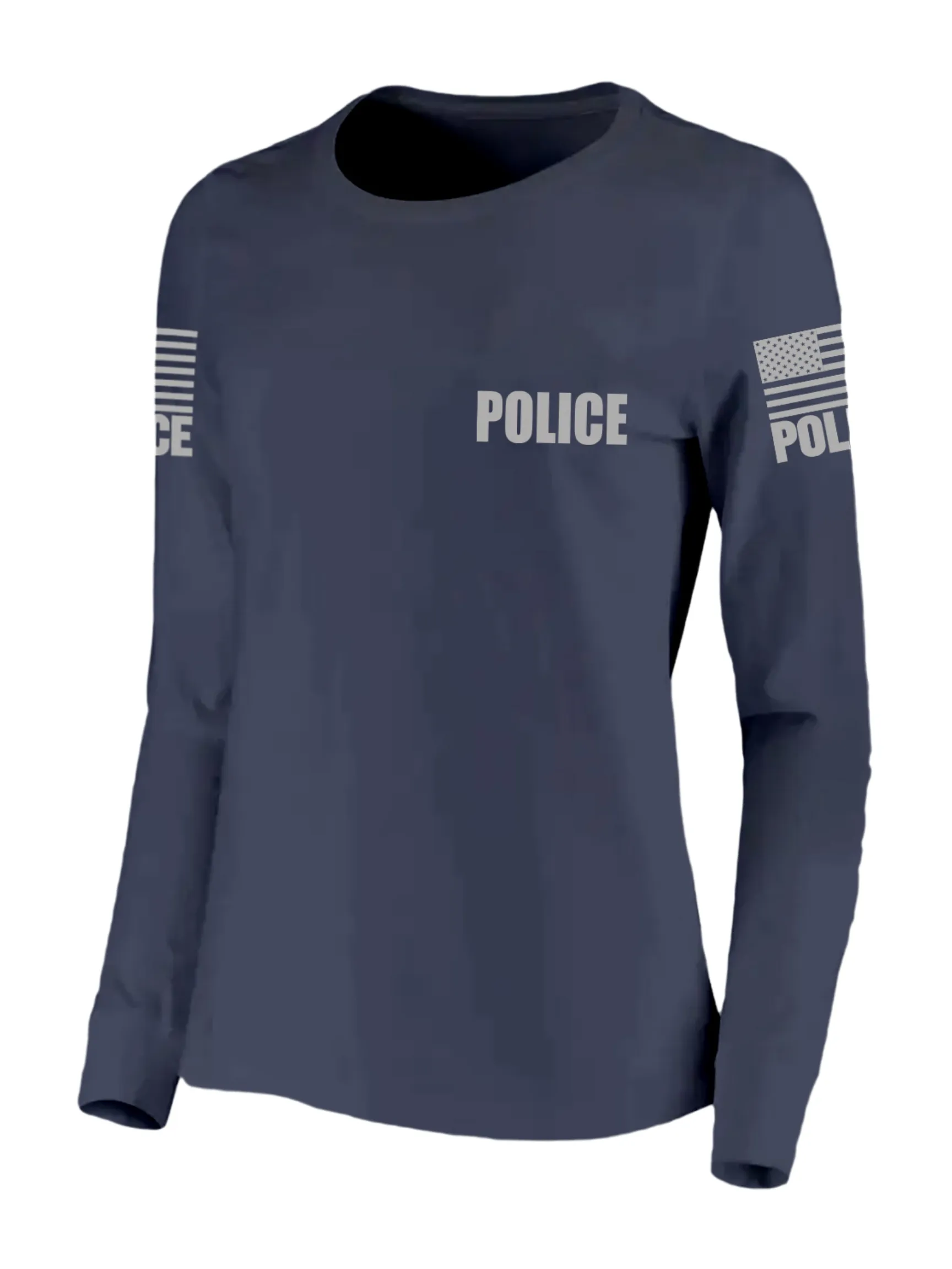 Navy Blue Police Women's Shirt - Long Sleeve (Gray)