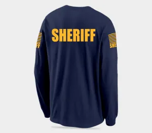 Navy Blue Sheriff Men's Shirt - Long Sleeve (Golden Yellow)