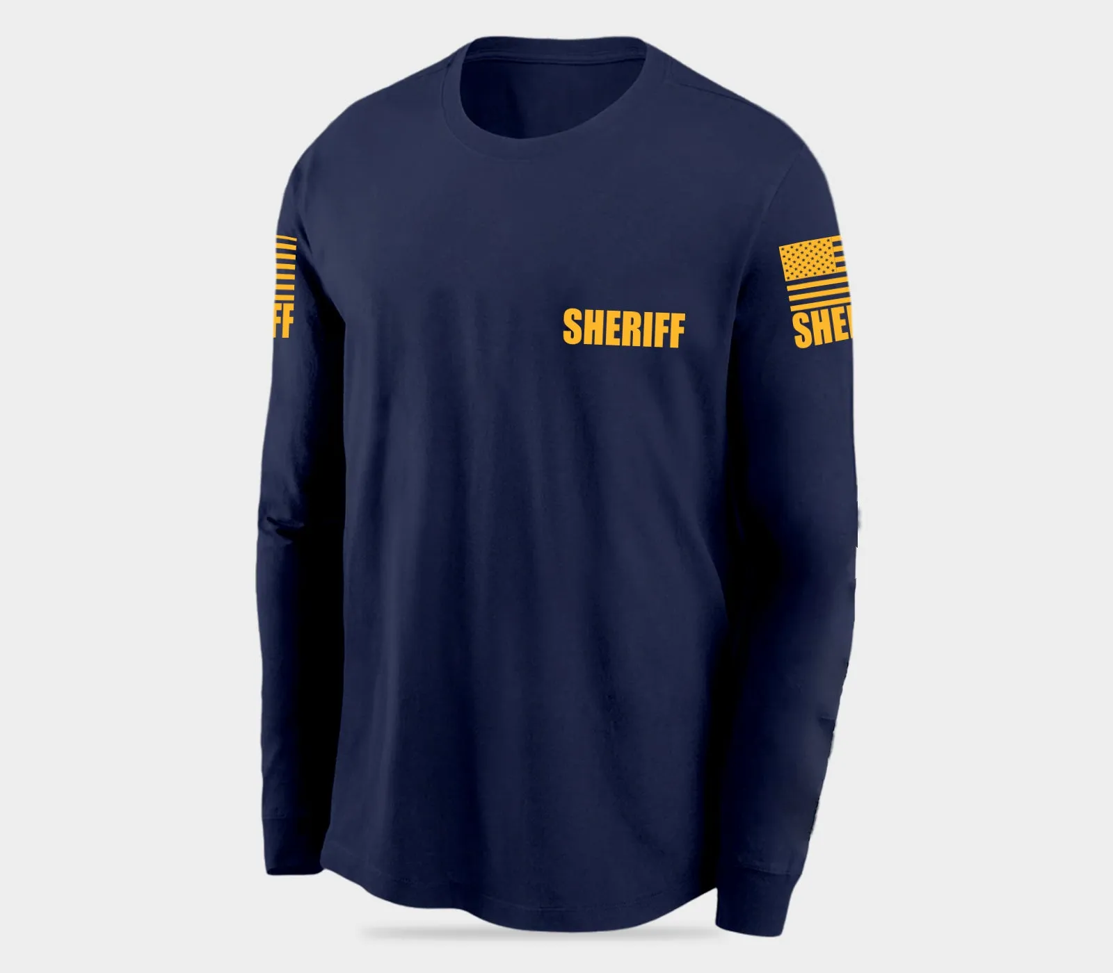 Navy Blue Sheriff Men's Shirt - Long Sleeve (Golden Yellow)