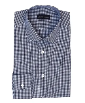 Navy Gingham with English Spread collar and Button Cuff