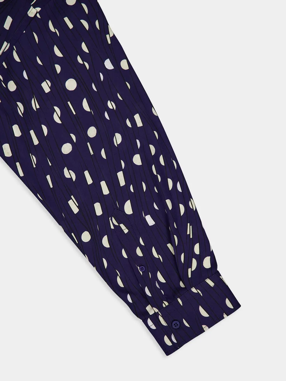 Navy Polka Dot Print Shirt