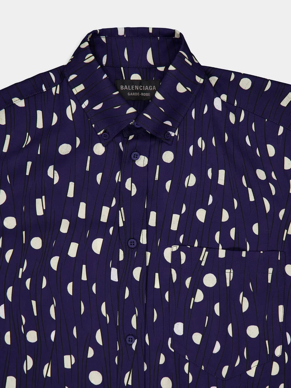 Navy Polka Dot Print Shirt