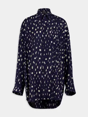 Navy Polka Dot Print Shirt