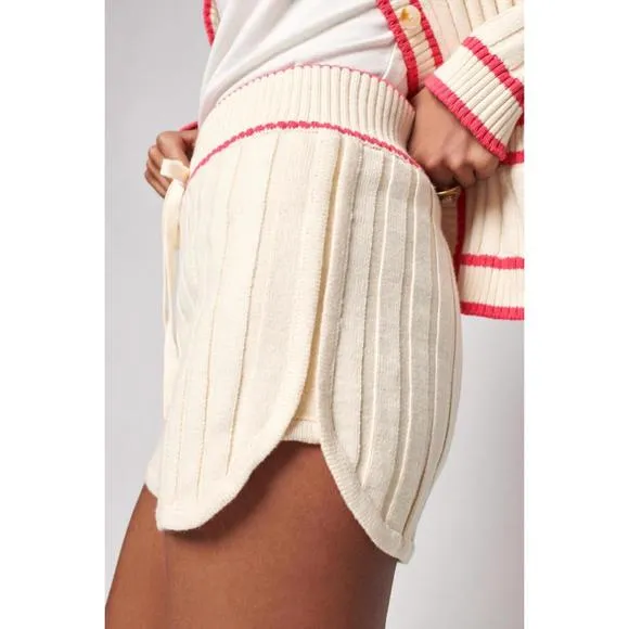 NEW FAHERTY game set sweater short in vintage cream pink