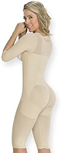 New in package! Fajas Colombianas M&D Womens Full Sleeve Body Shaper,Thigh & Back Coverage Post-Operative Garment Ref F0074 (Nude, L) Retails $157 