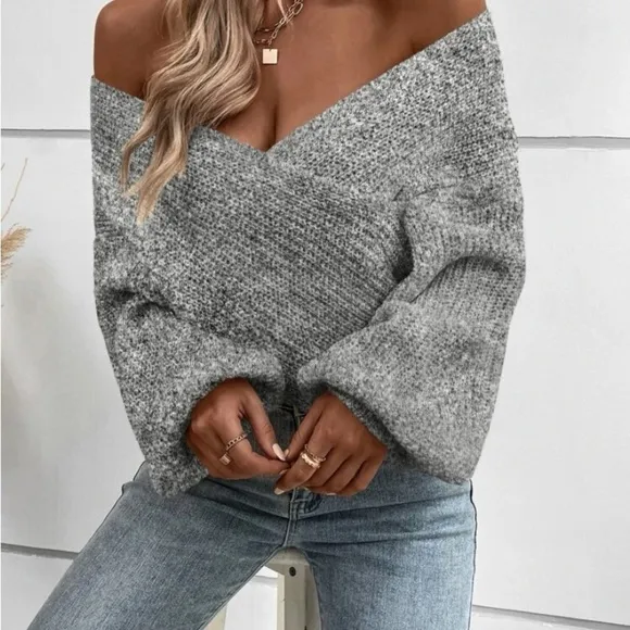 New long sleeve wrap style sweater