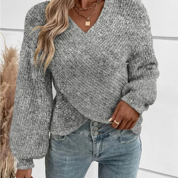New long sleeve wrap style sweater