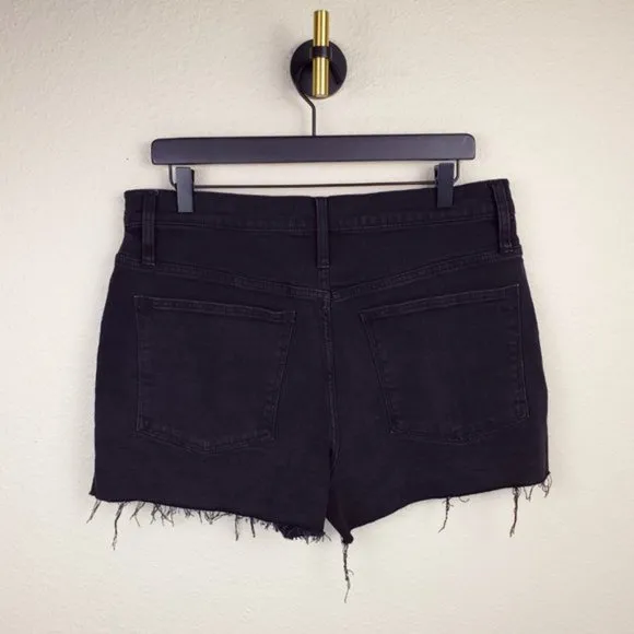 New Madewell high-rise distressed frayed hem button fly cutoff denim boyshorts
