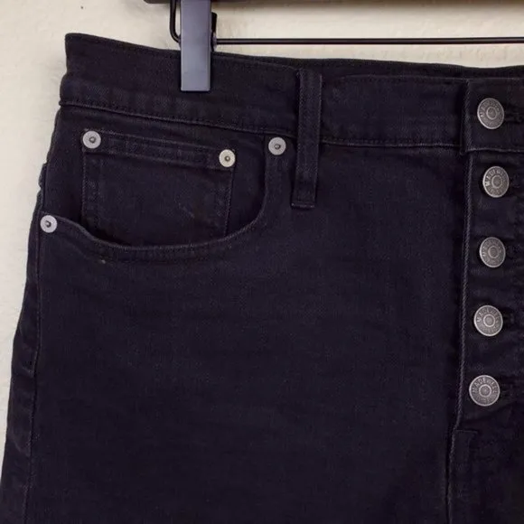 New Madewell high-rise distressed frayed hem button fly cutoff denim boyshorts