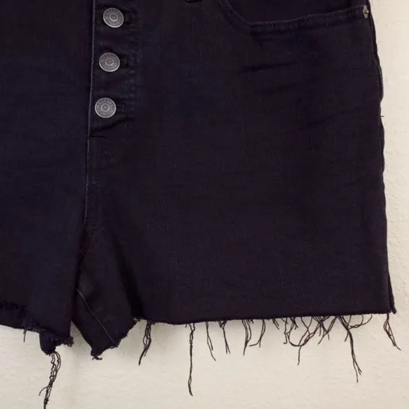 New Madewell high-rise distressed frayed hem button fly cutoff denim boyshorts