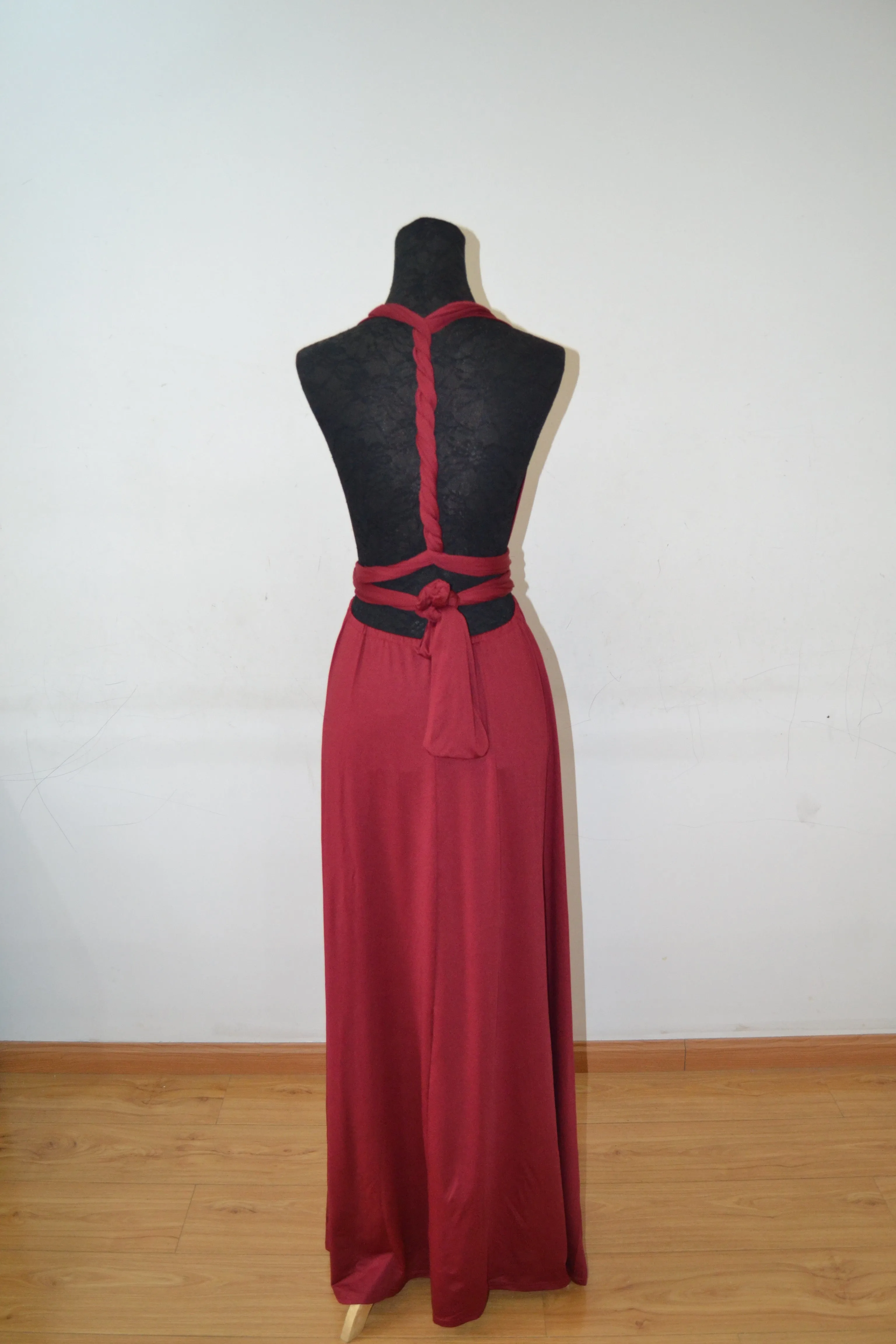 New Spandex Wine Red Multi Way Bridesmaid Dress, Women Summer Dress,Convertible Dresses