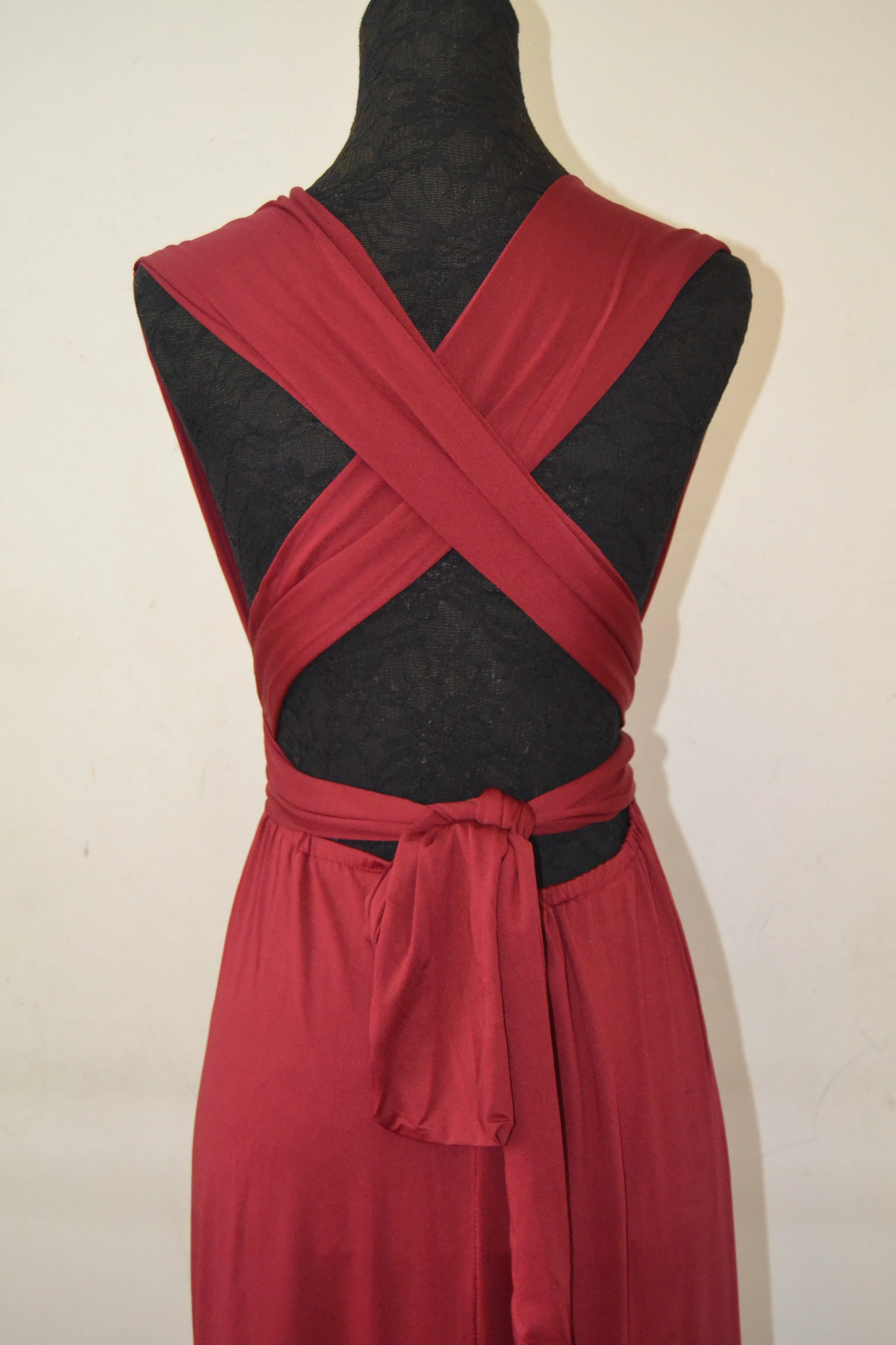 New Spandex Wine Red Multi Way Bridesmaid Dress, Women Summer Dress,Convertible Dresses