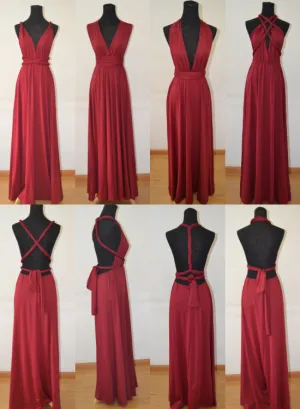 New Spandex Wine Red Multi Way Bridesmaid Dress, Women Summer Dress,Convertible Dresses