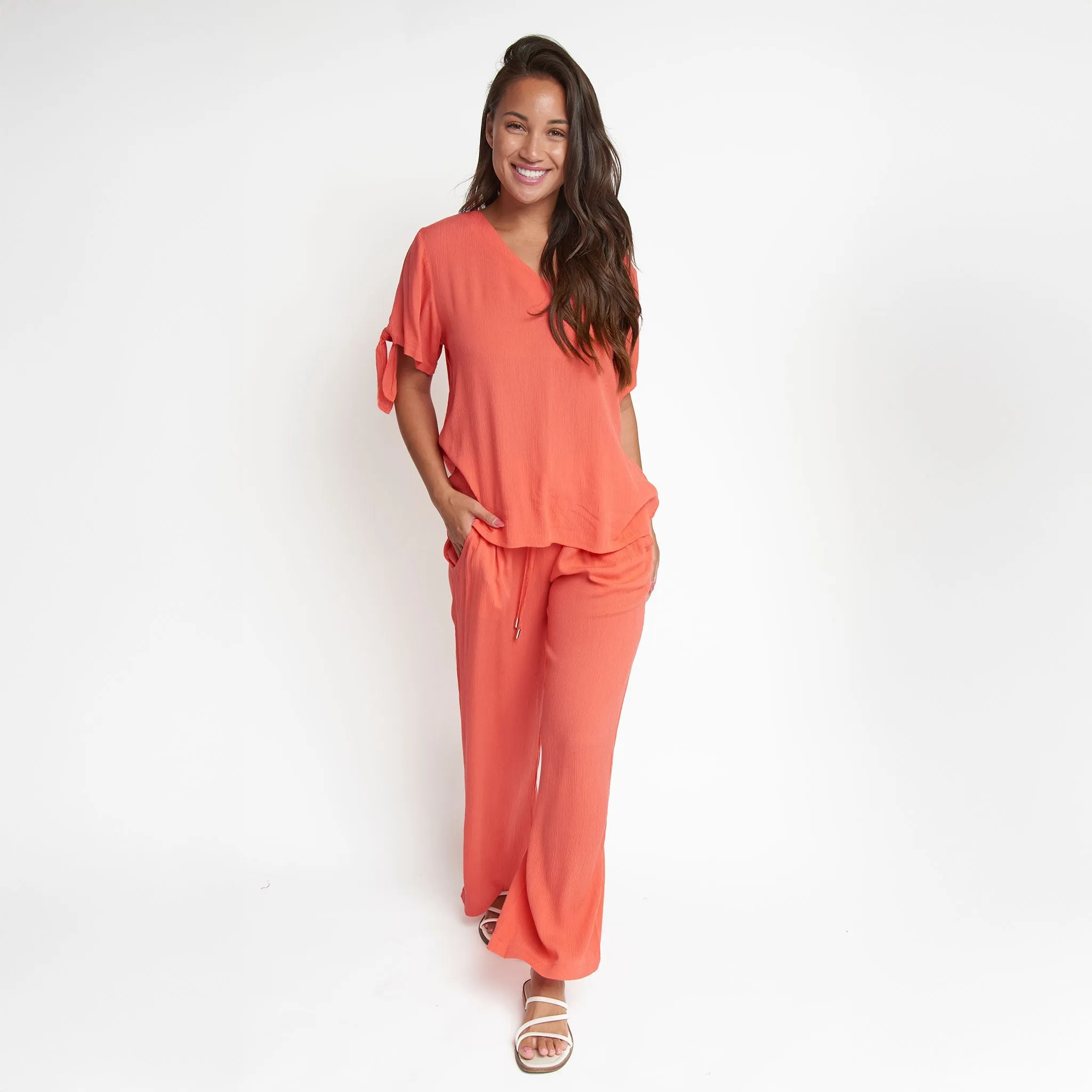 Nika Crepe V-Neck Blouse