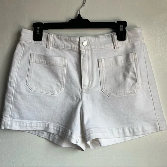 NWT J.CREW Sizes 4 and 14” Patch-Pocket Denim Shorts in White-
