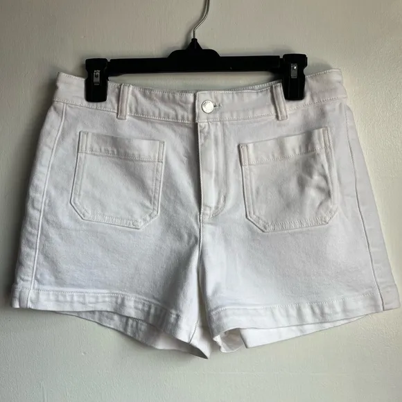 NWT J.CREW Sizes 4 and 14” Patch-Pocket Denim Shorts in White-