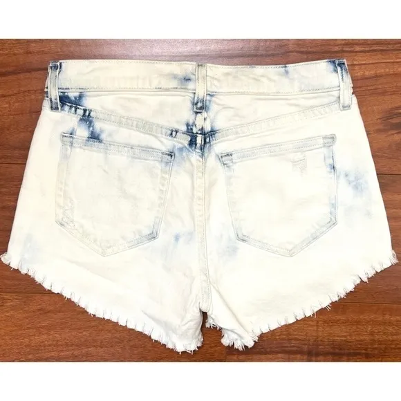NWT L’AGENCE Distressed Acid Wash Bleached Denim Raw Hem Cutoff Jean Shorts 25
