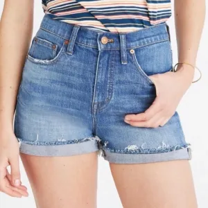 NWT Madewell High Rise Raw Hem Denim Short Erwin