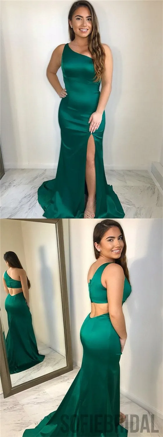 One Shoulder Prom Dresses, Side Slit Prom Dresses, Mermaid Prom Dresses, PD0690