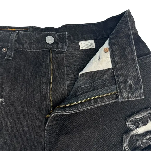 Orange Tab Levi’s 501 Hand Distressed Cutoff Denim Shorts Washed Black Denim 27