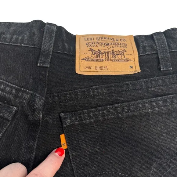 Orange Tab Levi’s 501 Hand Distressed Cutoff Denim Shorts Washed Black Denim 27