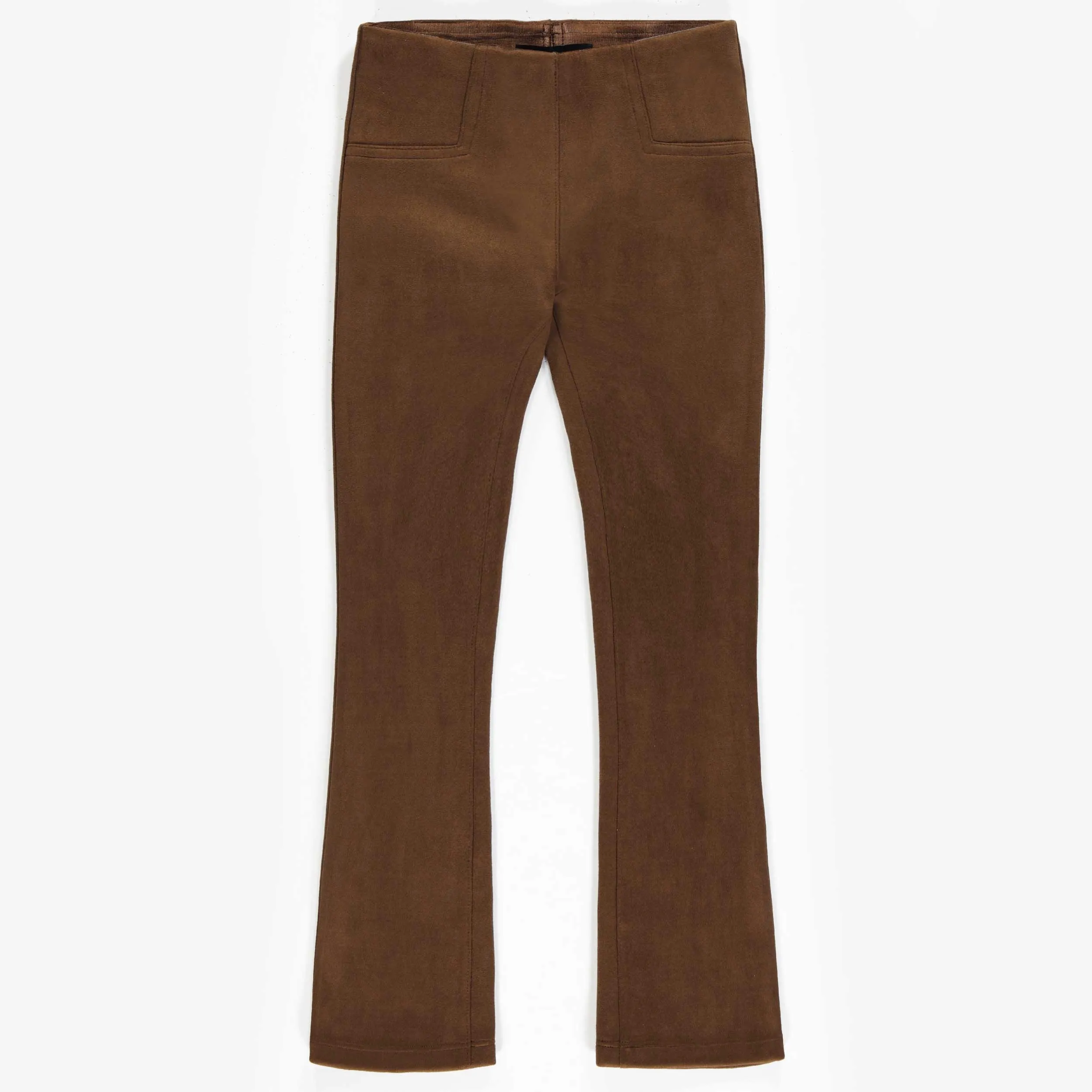 Pantalon trompette brun effet suède, enfant || Brown suede effect trumpet pants, enfant