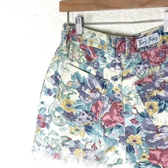 Paris Blues | Vintage high rise floral jean shorts rigid boho cut offs s…