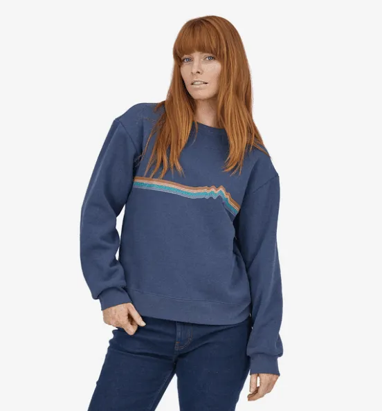 Patagonia Ridge Rise Stripe Uprisal Crew Sweatshirt Current Blue