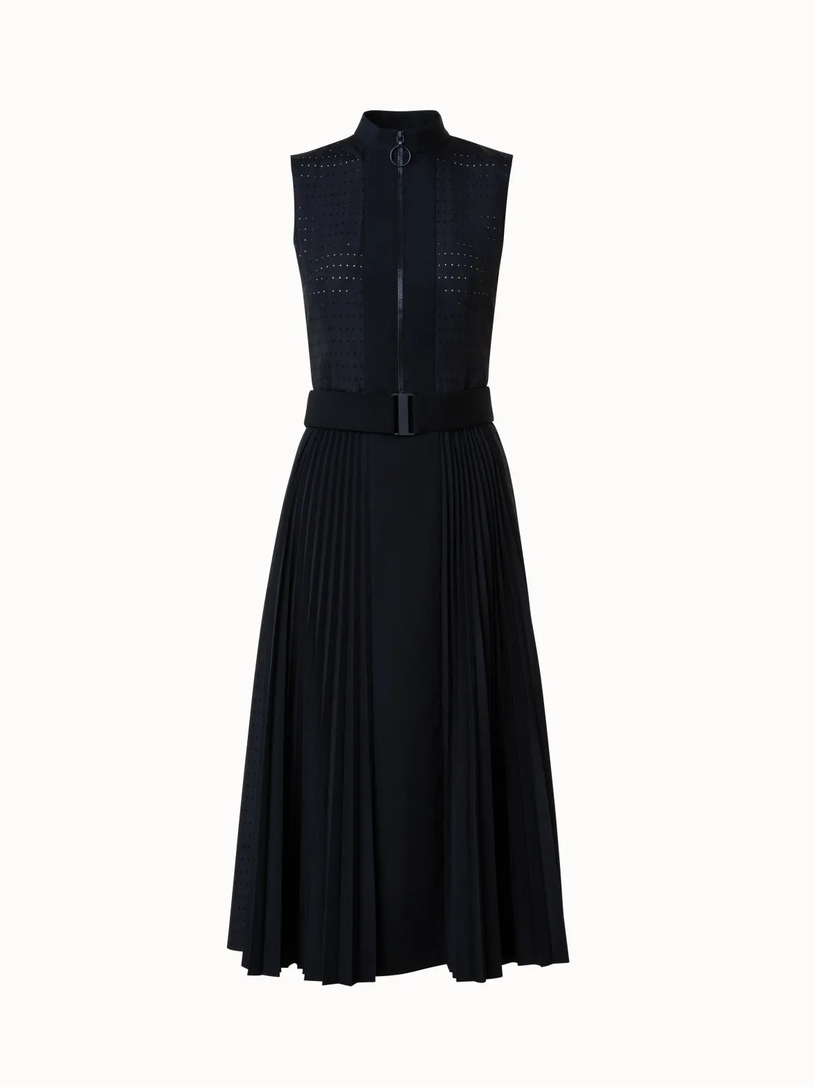 Perforated Pin Dot Cotton Poplin Dress