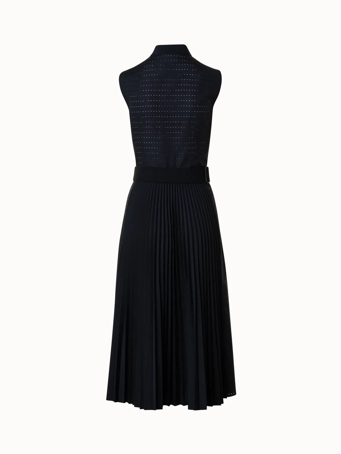 Perforated Pin Dot Cotton Poplin Dress