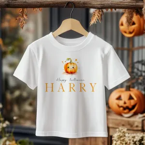 Personalised Halloween Cute Pumpkin Toddler & Kids T Shirt