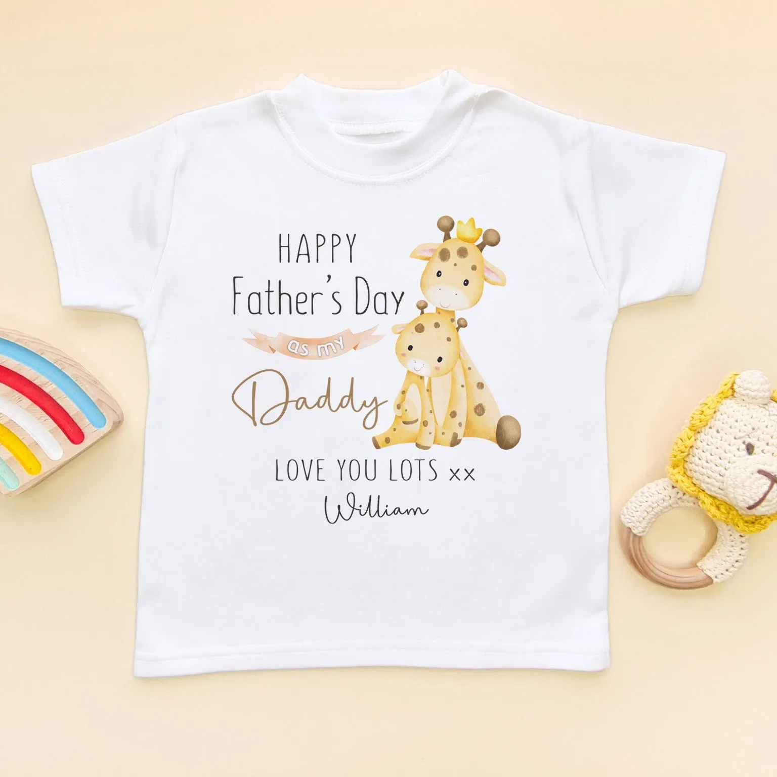 Personalised Happy Father's Day 2024 Cute Giraffe Toddler & Kids T Shirt