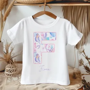 Personalised Name Mermaid Pattern Toddler & Kids T Shirt