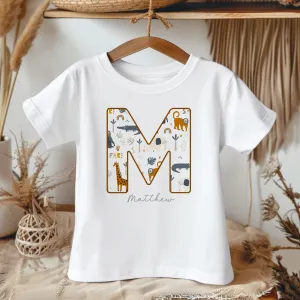 Personalised Name Safari Pattern Toddler & Kids T Shirt