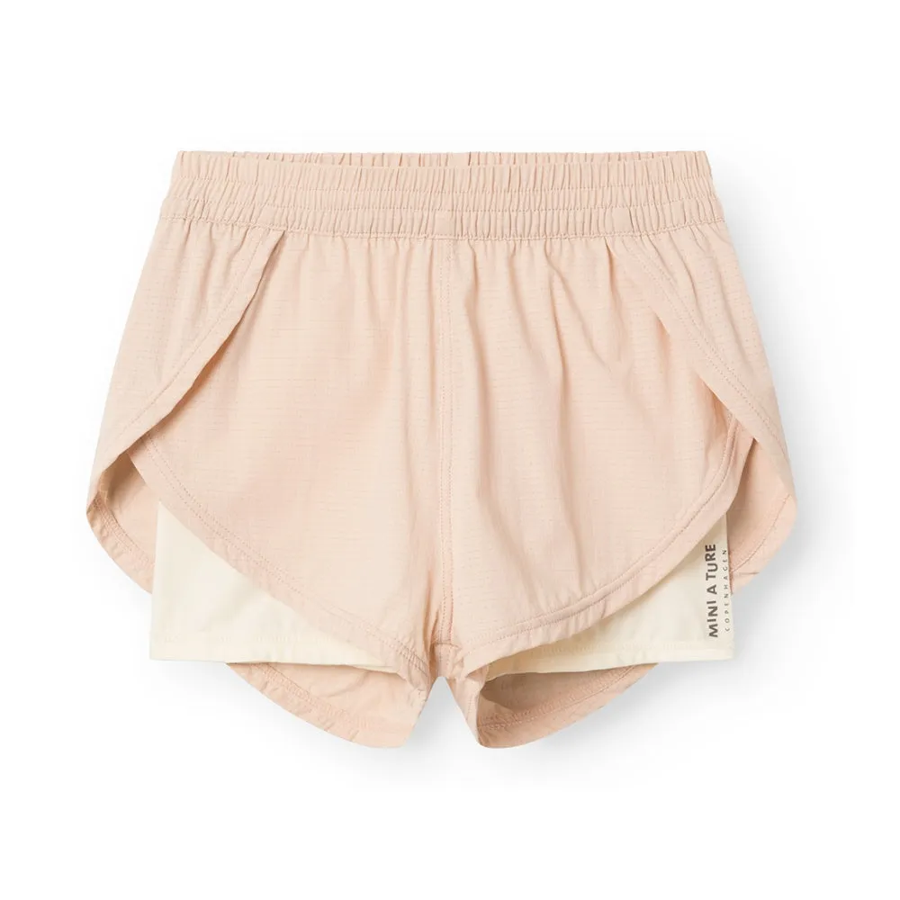 Pink Print Logo Sports Shorts