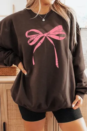 Pink Valentine Bow Graphic Plus Sweatshirt