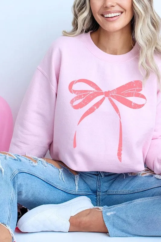 Pink Valentine Bow Graphic Plus Sweatshirt