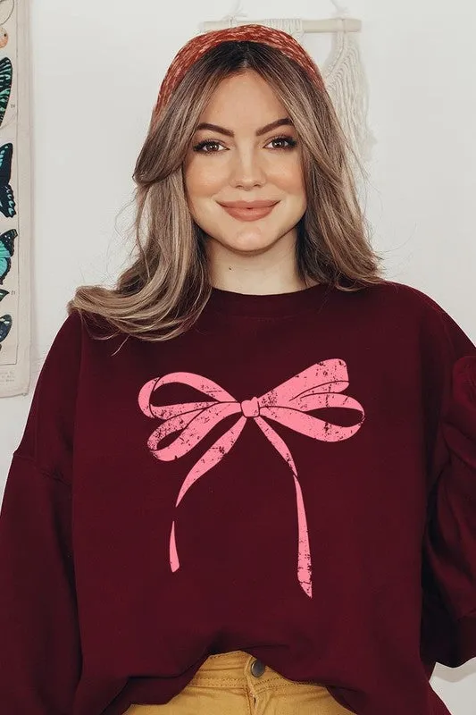 Pink Valentine Bow Graphic Plus Sweatshirt