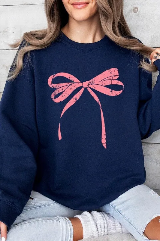 Pink Valentine Bow Graphic Plus Sweatshirt