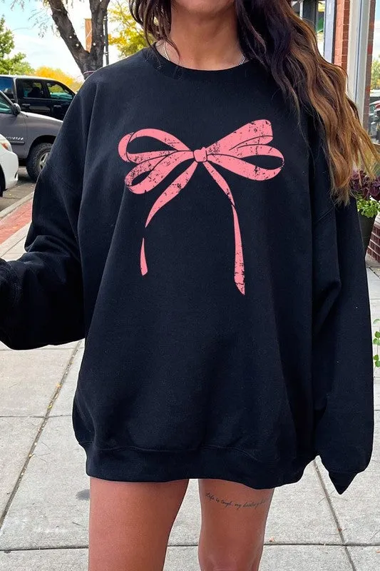 Pink Valentine Bow Graphic Plus Sweatshirt