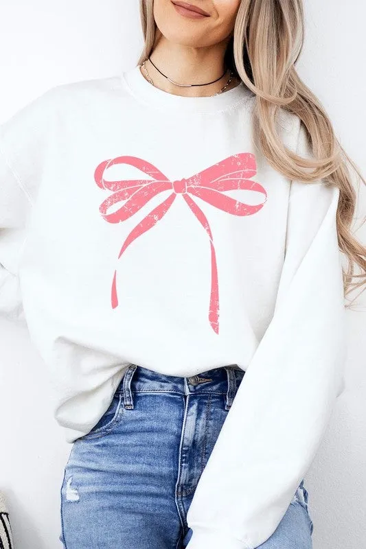 Pink Valentine Bow Graphic Plus Sweatshirt