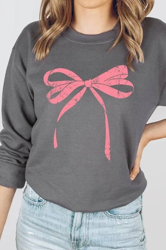 Pink Valentine Bow Graphic Plus Sweatshirt