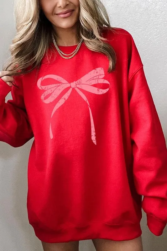 Pink Valentine Bow Graphic Plus Sweatshirt